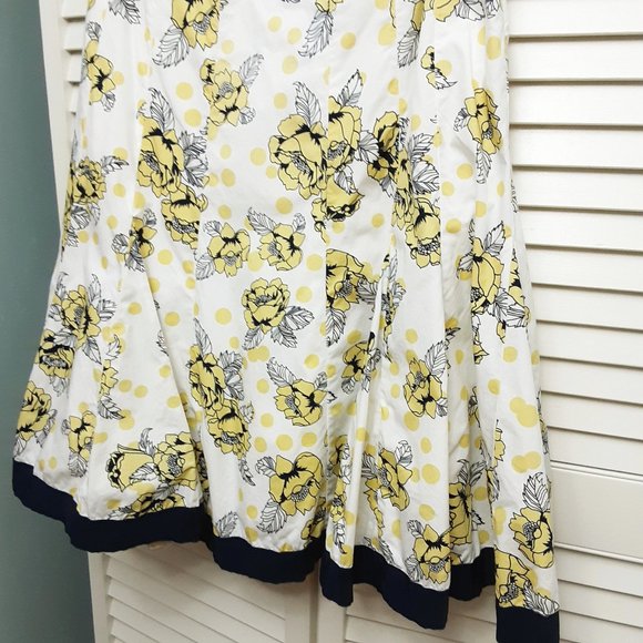 Chadwicks Yellow/navy polka dot flowers skirt 8 - Picture 3 of 5
